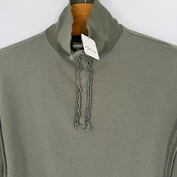 Free People We The Free Camden Henley Sweatshirt LAUREL OAK Sz Small - Picture 7 of 10